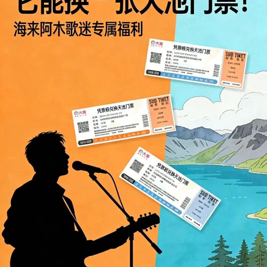 别扔票根!它能换一张天池门票!海来阿木歌迷专属福利→